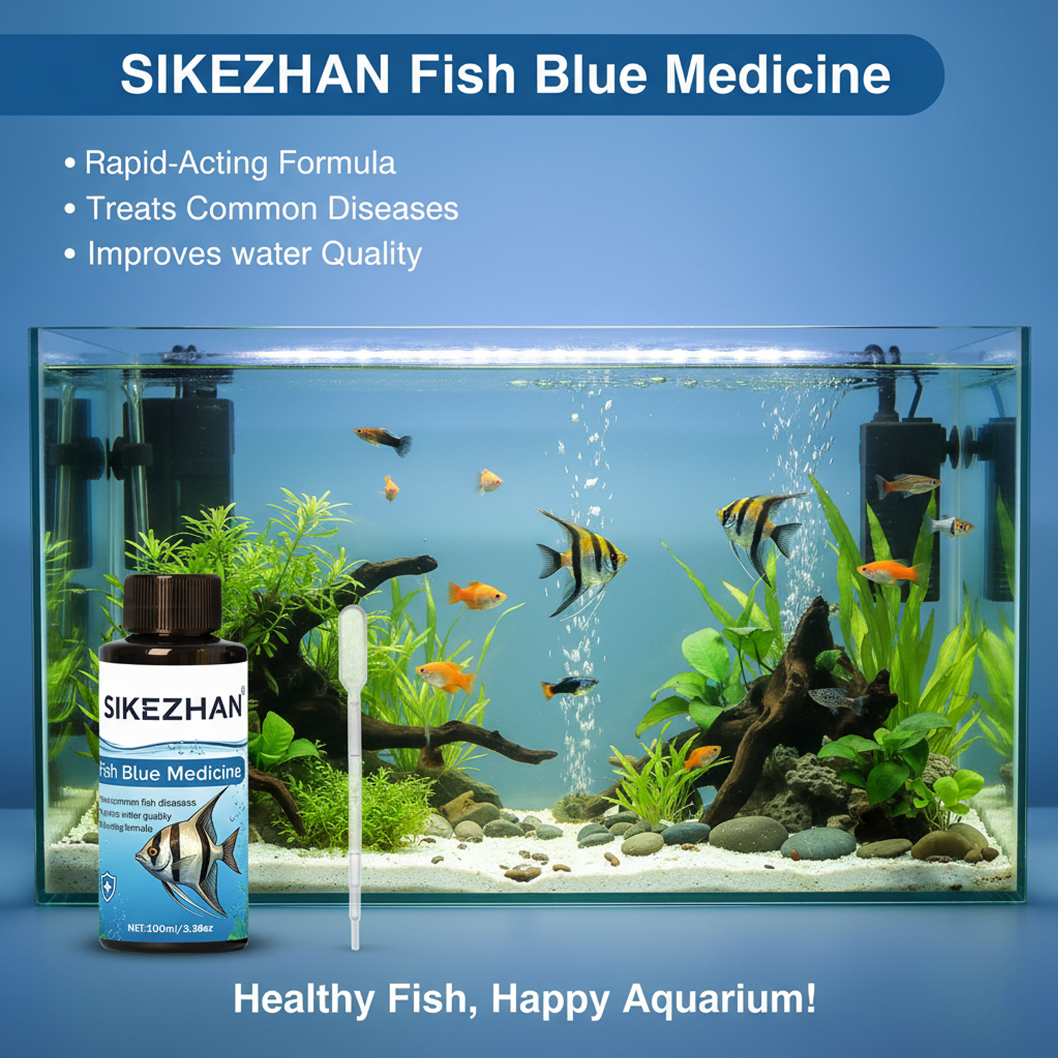 Aquarium Fish Medicine - Large 500ml Methylene Blue Fish Treatment