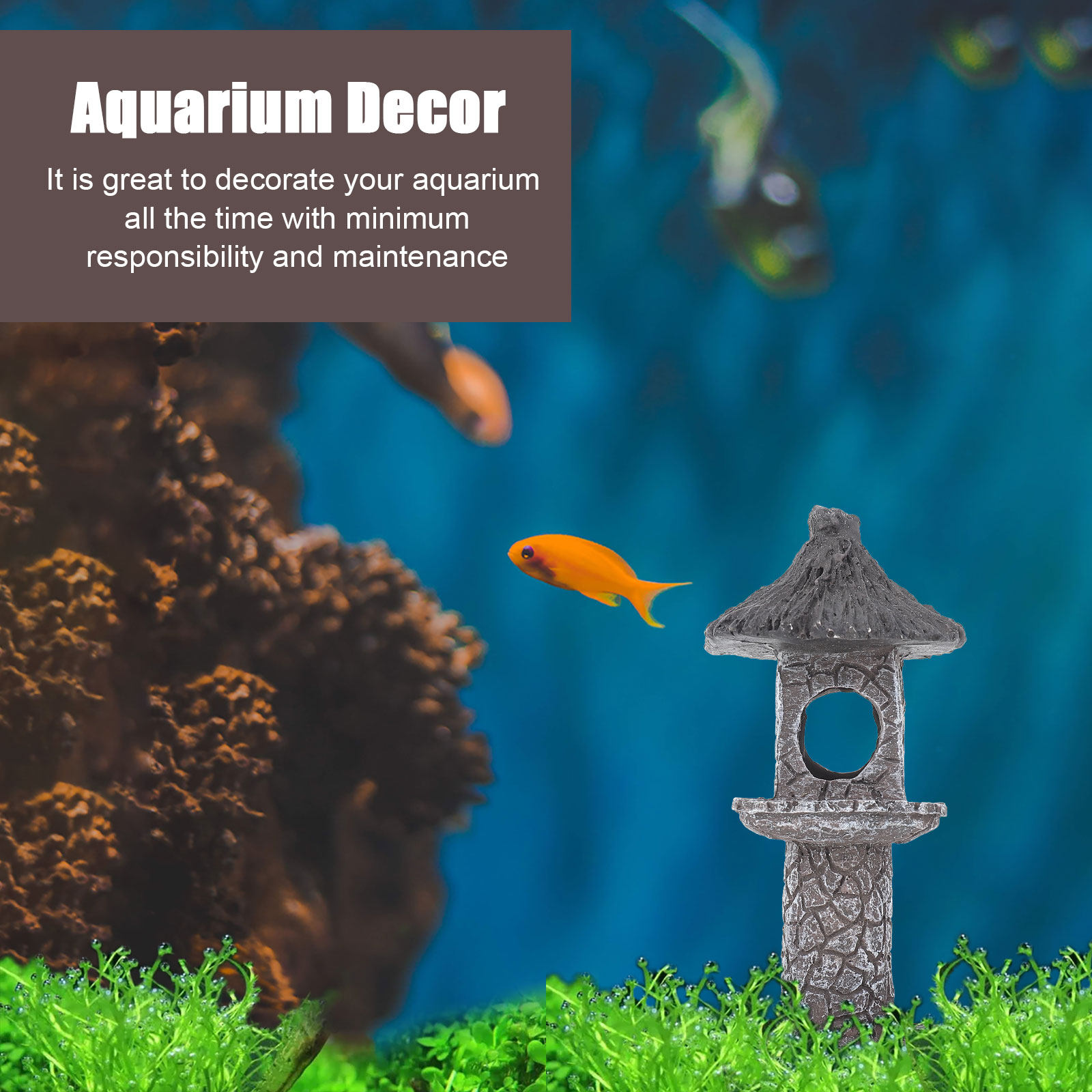 Aquarium Fish Molly - Premium Resin Aquarium Decoration Lamp-Shaped Road
