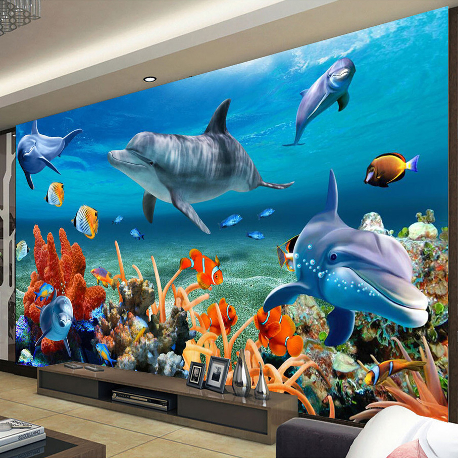 beibehang Custom 3D Mural Wall - Aquarium Fish Live Wallpaper 评论和价格
