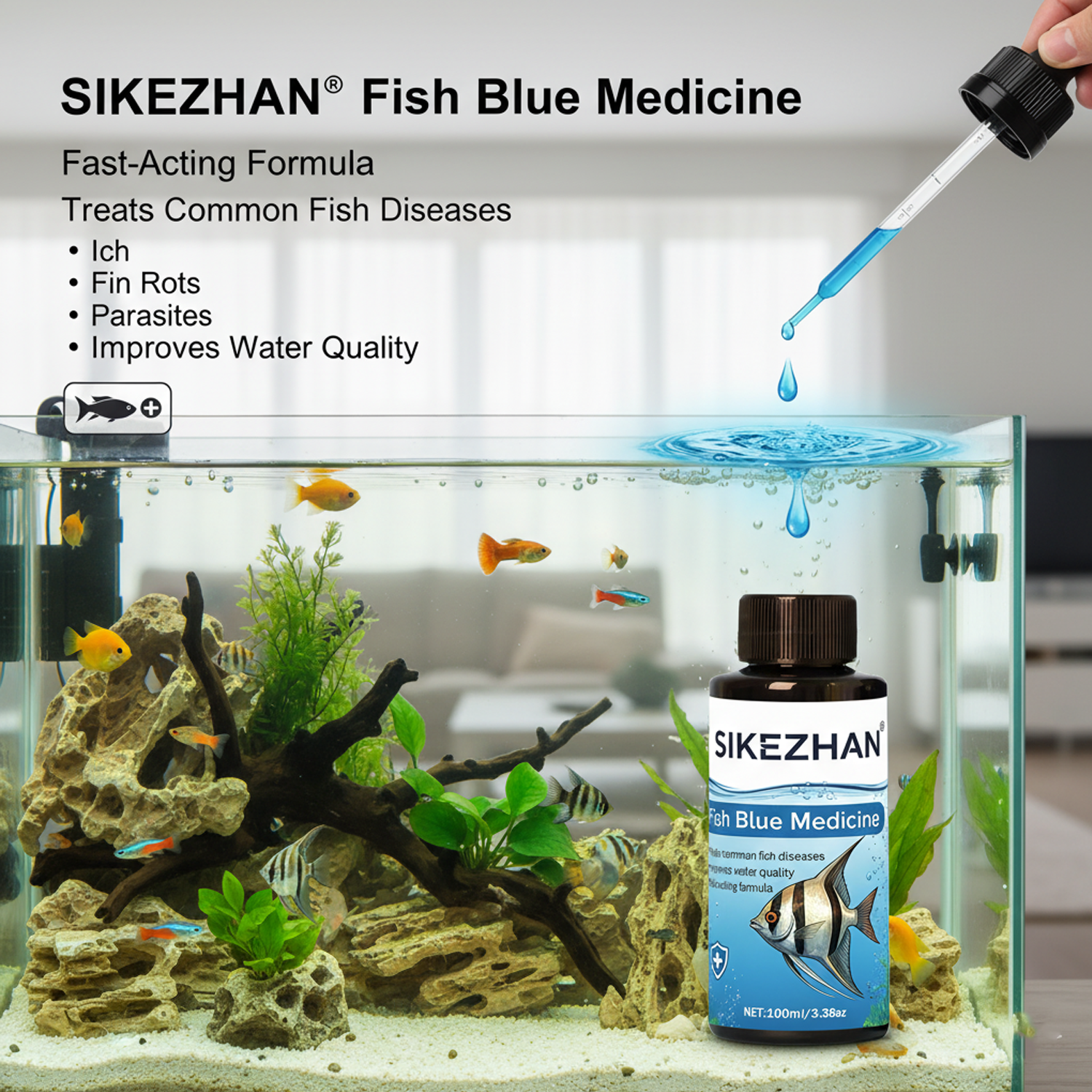 Large 500ml Methylene Blue Fis - Aquarium Fish Medicine 评论和价格