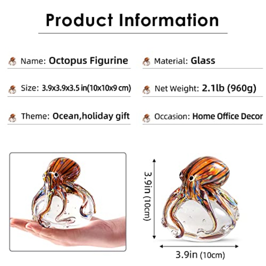 Hand Blown Glass Octopus Figur - Aquarium Fish Japan 评论和价格
