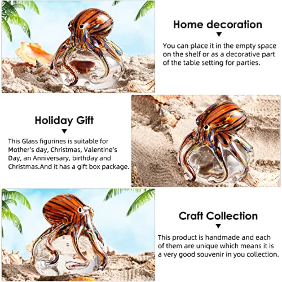 Hand Blown Glass Octopus Figur - Aquarium Fish Japan 评论和价格