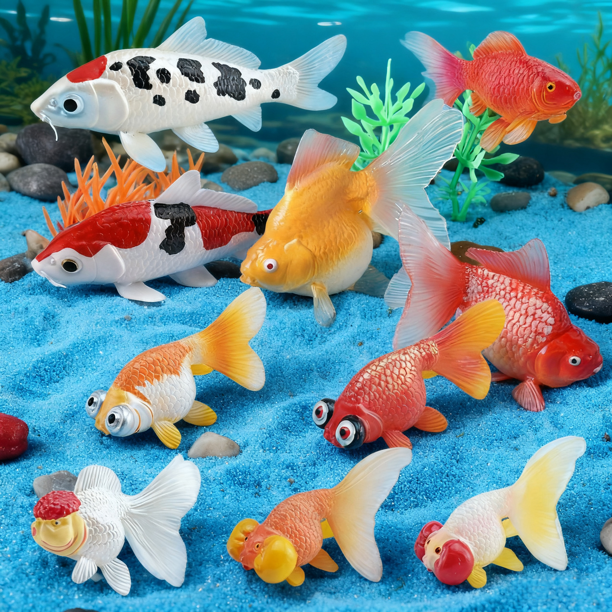 Colorful Lifelike Plastic Gold - Fish In Aquarium Picture 评论和价格